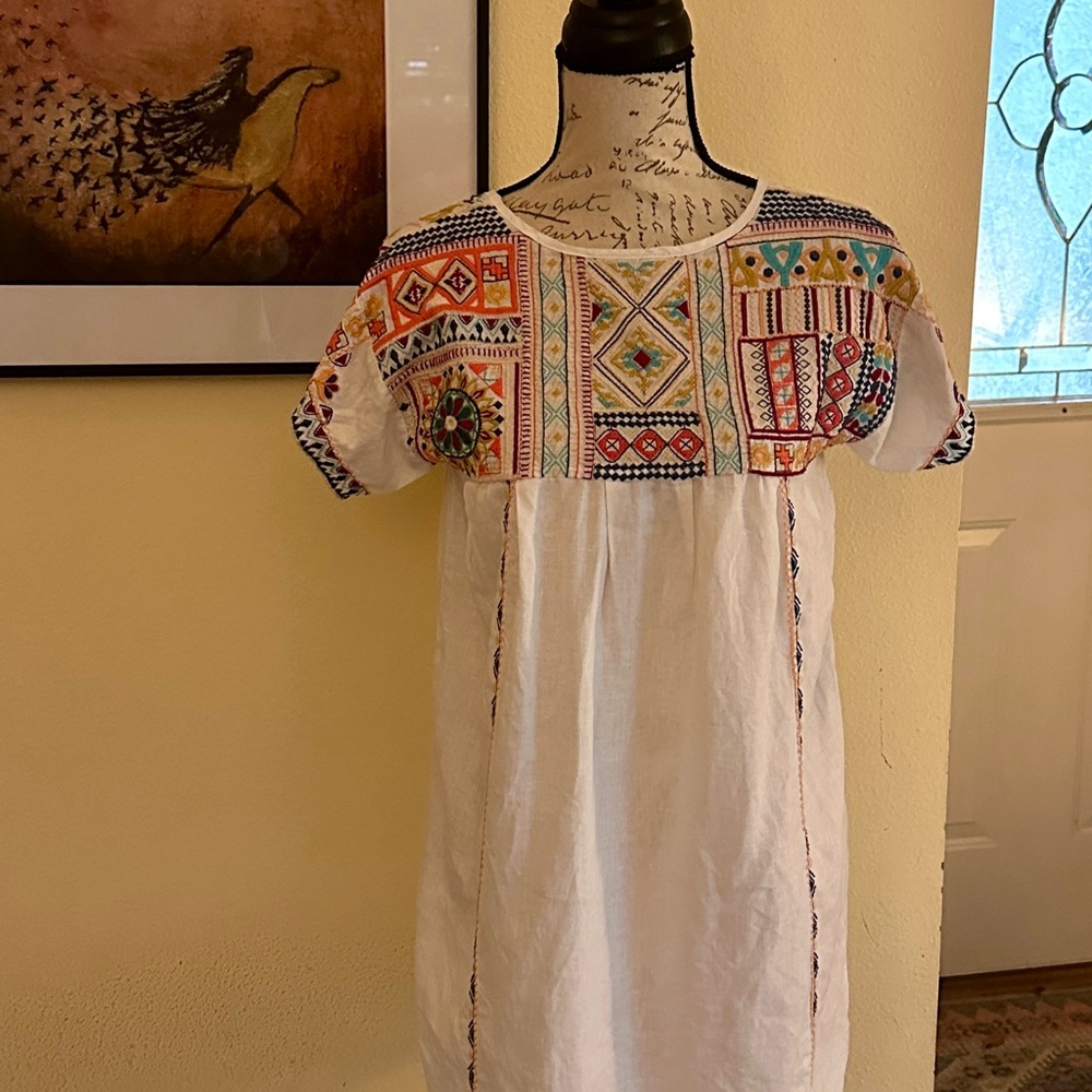 Johnny Was Arwen White Linen Boho Dress or Tunic
